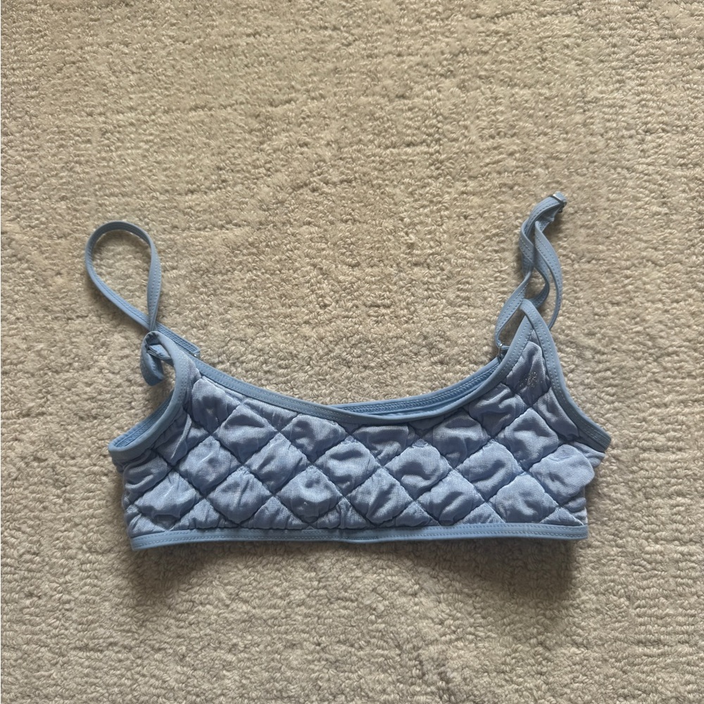Frankie's Bikinis Blue Quilted Bikini Top
